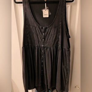 Free People charcoal gray tunic top | L